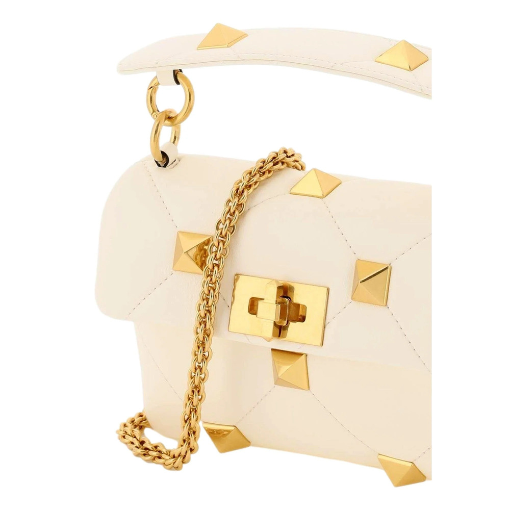 Valentino Garavani Roman Stud Small Crossbody Bag Ivory Nappa